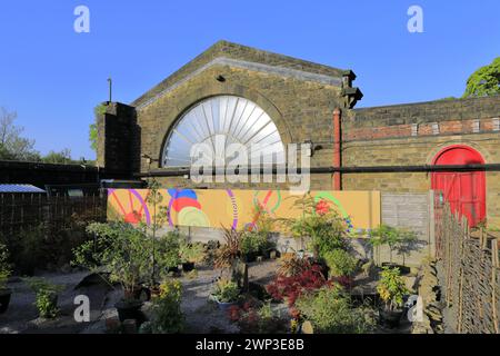 The Fan Window am Bahnhof Buxton, Peak District National Park, Derbyshire; England; Großbritannien Stockfoto