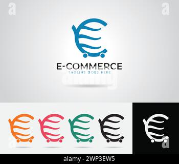 E-Commerce-Logo-Design mit mehreren Farben, Business-Logo-Vektorvorlage Stock Vektor