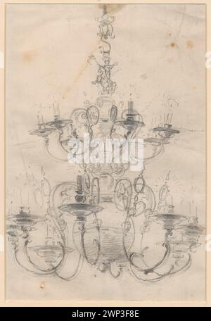 Illustration eines Kronleuchters von Julius Scholtz, 1859–1862, mit Festen und historischen Szenen für Schillers „die Piccolomini“, Teil der Sammlung Schlesisches Museum der Bildenden Künste, einschließlich Studien für Gemälde und deutsche Zeichnungen. Stockfoto