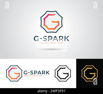 Letter G Logo Design mit schwarzen, orangen und goldenen Farben, Business Logo Vektorvorlage Stock Vektor