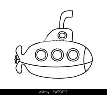 Doodle U-Boot-Symbol, einfache flache Silhouette-Symbol Stock Vektor
