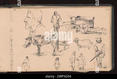 Figuralskizzen von Anna Bili Ska-Bohdanowiczowa (1854–1893) aus dem Jahr 1882, die einen Kinderwagen, Pferde und Reiseszenen zeigen. Das Werk ist Teil der Sammlung von Wanda Renault, die Reisen und Charakterstudien im Polen des 19. Jahrhunderts thematisiert. Stockfoto