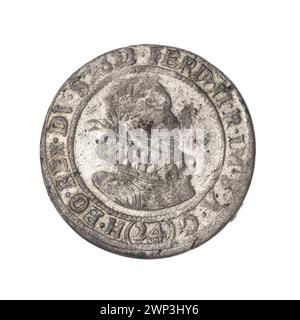 24 Krajcary; Ferdynand II. Habsburg (römisch-deutscher Kaiser; 1617-1637), Huser, Johann Jakob (FL. CA 1622-1631); 1622 (1622-00-1622-00); Ferdinand II. (Römisch-deutscher Kaiser-1617-1637), Ferdynand II. (Römisch-deutscher Kaiser-1617-1637)-Ikonographie, Głogów (Wappen), Habsburg (Familie), Stadtmünzen, Monogramm IH, Silesischer Eagle. , Büste, Männerbüste, Männerbüste in Rüstung, Büste im Lorbeerkranz, männliches Porträt rechts, Porträts, Porträts der Herrscher, Wappen, Schilde Stockfoto