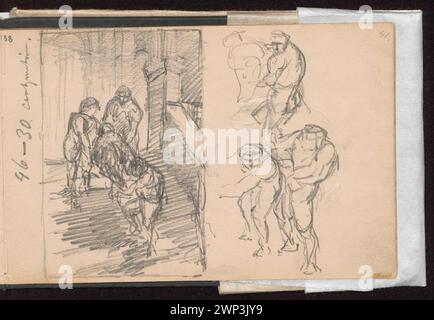 Die Sammlung umfasst akademische Kompositionsskizzen von Julius Cäsar von drei Sklaven, Karikaturen, weibliche Profile und Figurenstudien von Anna Bili Ska-Bohdanowiczowa (1854–1893) aus dem Jahr 1882, gesammelt von Wanda Renault (1910–1990). Stockfoto