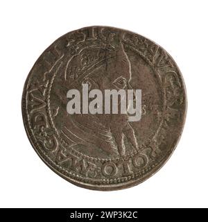 Litauische Trojak-Münze, die 1562 unter dem polnischen König Zygmunt II. August ausgegeben wurde und die offizielle Währung dieser Zeit darstellt. Stockfoto