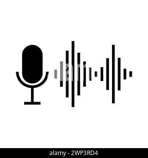Podcast-Logo. Mikrofonsymbol. Musikwelle. Funksymbol. Audiokonzept. Datensatzelement. Vektorabbildung. Rohbild. EPS 10. Stock Vektor
