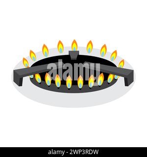 Schild für Herdbrenner. Gasherd. Logo-Design. Küchenausstattung. Isoliertes Objekt. Vektorabbildung. Rohbild. EPS 10. Stock Vektor