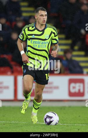 SHEFFIELD, ENGLAND - 4. MÄRZ: Jakub Kiwior von Arsenal während des Premier League-Spiels zwischen Sheffield United und Arsenal FC in der Bramall Lane am 4. März 2024 in Sheffield, England. (Foto von MB Medien/MB Medien) Stockfoto