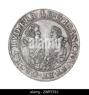 thaler; Jan Christian (KSI Legnica-Brzeski; 1591-1639), Jerzy Rudolf (KSI Legnica-Brzeski; 1595-1653), Tuchmann, Christoph (FL. 1607 1653-1610); 1609 (1609-00-1609-00-00-00); Jan Christian (Prinz von Brest - 1591-1639 1595), Jan Christian (Prinz von Brest - 1591-1639) - Ikonographie, Jerzy Rudolf (Prinz Legolf (Prinz Legnica Piastów Brüder - 1653-1595) zwei Brüder (iconogr.), zwei halbhohe einander zugewandte Brüder, das Herzogtum Brest (Wappen), das Herzogtum Legnica-Brzeskie (Wappen), Buchstaben CT, Porträts, Porträts, Zweifel Stockfoto