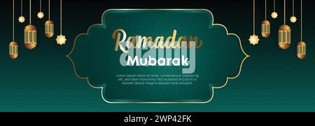 Ramadan Kareem Web Hintergrund Super Sale Banner mit Podium für die Präsentation des Produkts. Ramadan Mega Big Sale Promotion Islamisches Aktionsbanner Stock Vektor