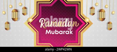 Ramadan Kareem Web Hintergrund Super Sale Banner mit Podium für die Präsentation des Produkts. Ramadan Mega Big Sale Promotion Islamisches Aktionsbanner Stock Vektor