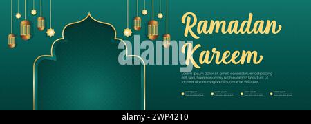 Ramadan Kareem Web Hintergrund Super Sale Banner mit Podium für die Präsentation des Produkts. Ramadan Mega Big Sale Promotion Islamisches Aktionsbanner Stock Vektor