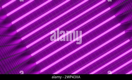 Abstraktes Neonzimmer. Computergeneriertes 3D-Rendering Stockfoto