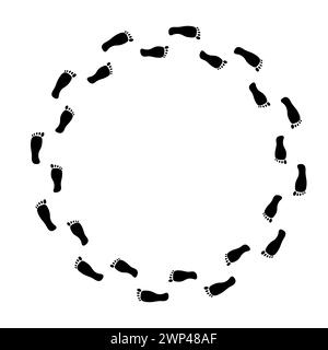 Kreis der Fußabdrücke. Konstruktionselement. Vektorabbildung. Rohbild. EPS 10. Stock Vektor