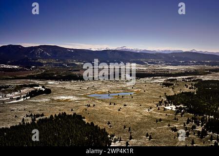 Das Snake River Valley in Jackson Hole, von der Spitze des Signal Mountain aus gesehen Stockfoto