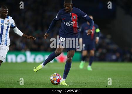 San Sebastian, Spanien. März 2024. © Sebastien LAPEYRERE/MAXPPP; SAINT SEBASTIEN (ESPAGNE) LE 05/03/2024; 8 EME DE FINALE RETOUR DE L UEFA CHAMPIONS LEAGUE REAL SOCIEDAD RECOIT LE PARIS SAINT GERMAIN AU REALE ARENA DE SAN SEBASTIAN OUSMANE DEMBELE - 03/05/2024 San Sebastian, Spanien UEFA Champions League Real Sociedad VS Paris SG Credit: MAXPPP/Alamy Live News Stockfoto