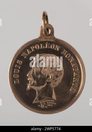 Eine Medaille, die 1852 für Kaiser Napoleon III. Als Stadthauptmann ausgestellt wurde und von Louis Robineau geschaffen wurde, die die Medaillenhandwerklichkeit des 19. Jahrhunderts widerspiegelt. Stockfoto