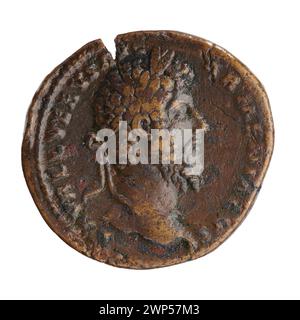 Sesterce; Lucius Werus (130-169; römischer Kaiser 161-169); 164-165 (164-00-00-165-00-00); Stockfoto