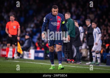 San Sebastian, Spanien. März 2024. UEFA Champions League-Fußballspiel Achtelfinale, Zweitleg-Fußballspiel zwischen Real Sociedad und Paris Saint Germain (PSG) im reale Arena Stadium in San Sebastian, Spanien 05. März 2024 Kylian Mbappe 900/Cordon PRESS Credit: CORDON PRESS/Alamy Live News Stockfoto