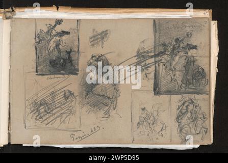 Figuralskizzen von Anna Bili Ska-Bohdanowiczowa zeigen Perseus die Veröffentlichung von Andromeda, einer weiblichen Büste, und Charakterstudien von Andromeda aus der Mythologie. Teil von Wanda Renaults Sammlung. Stockfoto