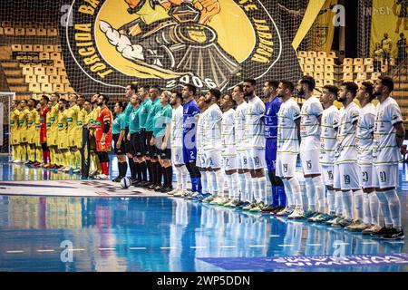 5. März 2024, Jaragua do Sul, Santa Catarina, Brasilien: SANTA CATARINA (SC), 05.03.2024- MEISTERSCHAFT/FUTSAL/SUPERCUP-Lanze des Spiels zwischen Praia Clube und Apodi Futsal für den Männer Futsal Super Cup 2024, gespielt am Dienstag, 5. März, in der Arena Jaragua do Sul, Santa Catarina. (Kreditbild: © Richard Ferrari/TheNEWS2 via ZUMA Press Wire) NUR REDAKTIONELLE VERWENDUNG! Nicht für kommerzielle ZWECKE! Stockfoto