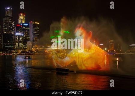 Wasser- und Lichteranzeige in Singapur Stockfoto