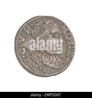 Silbermünze Trojak, ausgestellt 1598, die Wilhelm Kettler unter der Herrschaft von Fryderyk Kettler in Kurland und Semigalia darstellt. Stockfoto
