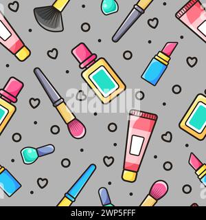 Dekorative Kosmetik. Vektormuster. Abbildung in flacher Ausführung. Stock Vektor