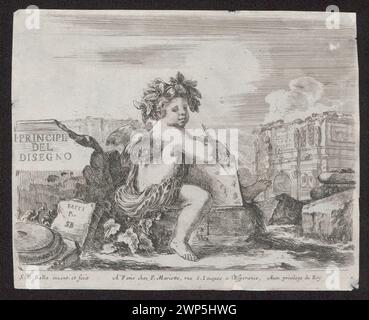 Titelkarte der Serie „Principi del Disgno“ von Stefano Della Bella, um 1643, mit Beiträgen von Mariette. Stockfoto