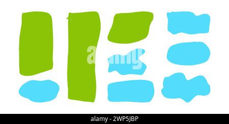 Textrahmen handgezeichnet Doodle dekorativ. Für Etiketten und Etiketten auf Behältern. Vektorillustrationssatz. Stock Vektor