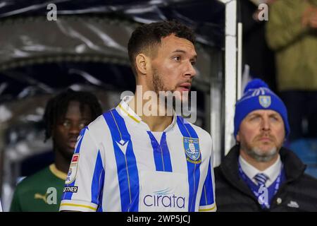 Sheffield, Großbritannien. März 2024. Sheffield Wednesday Verteidiger Marvin Johnson (18) während des Sheffield Wednesday FC gegen Plymouth Argyle FC im Hillsborough Stadium, Sheffield, England, Großbritannien am 5. März 2024 Credit: Every Second Media/Alamy Live News Stockfoto