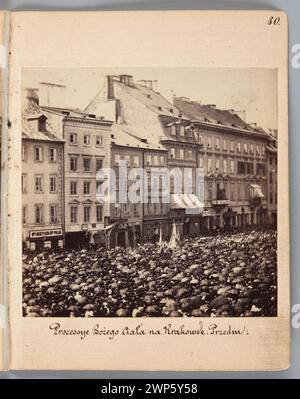 Warschau. "Prozesse für die Cias nach Krakowsk:" (Blick von der Terrasse der Civic Resursa auf die Teilnehmer der Prozession, die vor dem Tarz versammelt wurden); Beyer, Karol (1818-1877); 4.06.1863 (1859-00-00-1863-00); Fronleichnam, Krakowskie Przedmieście (Warschau-Straße), Méyet, Leopold (1850-1912) - Sammlung, Geschenk (Provenienz), Altäre, Prozessionen Stockfoto