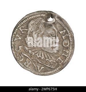 Trojak Münze geprägt 1598 mit Wilhelm Kettler, Herrscher von Kurland und Semigalia unter Fryderyk Kettler. Stockfoto