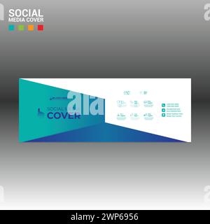 Vierfarbiges Vektor-Cover-Banner für soziale Medien für Unternehmen und alle besten Firmen Stock Vektor