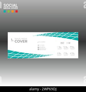 Vierfarbiges Vektor-Cover-Banner für soziale Medien für Unternehmen und alle besten Firmen Stock Vektor
