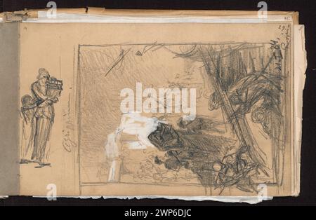 Skizze von Agripins Exilkomposition mit Aschenurnen von M A, einschließlich Agrypina, sowie verso Figuralstudien und einer nicht identifizierten Skizze, von Anna Bili Ska-Bohdanowiczowa, 1884, in Wanda Renault’s Sammlung. Stockfoto