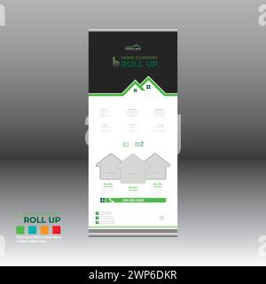 4 farbige Vektor gebildet Roll Up Banner Design für Haus und Gebäude Firma Gebrauch Stock Vektor