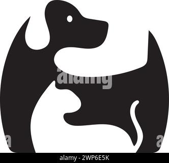 Silhouette-Logo für Hunde und Katzen | Tierhändler und Tierärzte Branding Vektor Stock Vektor