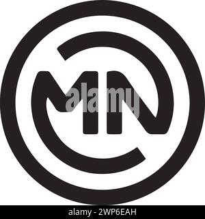 MN-Monogramm-Logo – modernes minimalistisches Circle Vector Design Stock Vektor