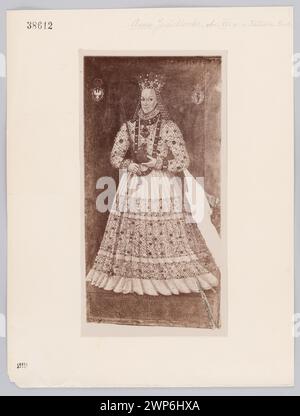 Foto von Ignacy Krieger vor 1893 von Anna Jagiellon in einem Krönungskleid, gemalt von Marcin Kober (ca. 1550-ante 1598), ausgestellt in der Krakauer Kathedrale, aus Amalia Kriegers Sammlung. Stockfoto