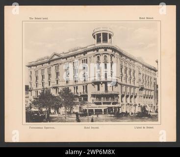 Darstellung des Bristol Hotels in Warschau, einschließlich Karowa Straße, Krakowskie Przedmieście, Cafés und modernistische architektonische Details, datiert von 1912 bis 1915, Provenienz dokumentiert. Stockfoto