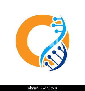 Initial DNA Logo on Letter O Vector Template for Healthcare Symbol Stock Vektor