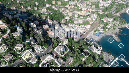 Abbildung: 6g-Text über Stadtbild Stockfoto