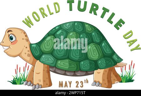 Niedliche Zeichentrickschildkröte zum Welttag der Schildkröte Stock Vektor