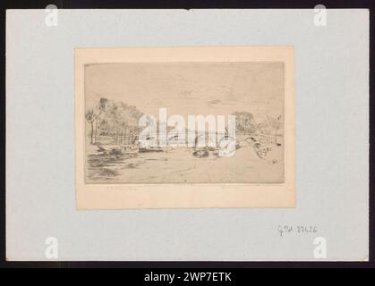 Józef Pankiewicz malte in Paris um 1903 die Pont Marie, die die seine und die Brückenarchitektur darstellt. Das Werk ist Teil von Bohdan Wydźga Sammlung und polnischer Grafik. Stockfoto