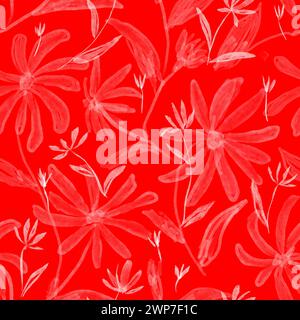 Aquarellrote Blumen. Nahtloses Muster Stockfoto