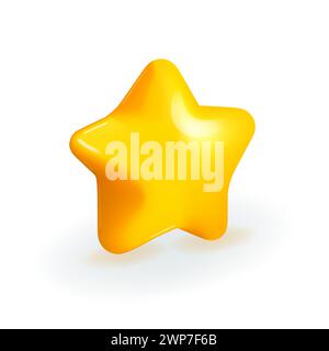Gelbes 3D-Sternsymbol-Vektor-Illustrationsdesign. Symbole für Mobilgeräte, Web, App oder Bewertung festgelegt. Stock Vektor