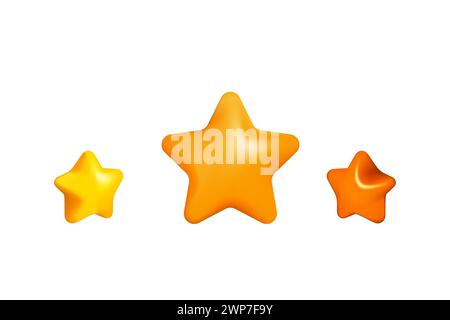 Gelbe und orange 3D-Sterne Symbole Vektor-Illustration Design. Symbole für Mobilgeräte, Web, Rang oder Prämien festgelegt. Stock Vektor