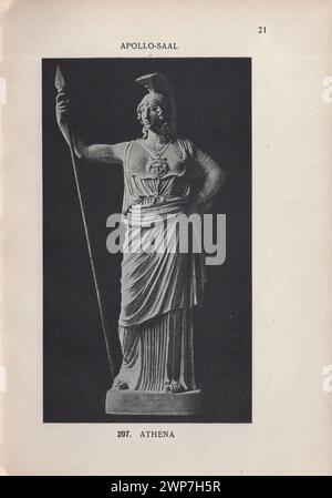 Adolf Furtwängler : Glyptothek 1907 / Illustrierter Katalog der Glyptothek König Ludwig's I. zu München / Kastner & Callwey, 1907 / illustrierter Katalog der Glyptothek König Ludwig I. in München 1907 / Apollo-Saal - Apollo-Halle / Athena - Athene - Pallas - antike griechische Göttin - antike Glyptothek Statue Stockfoto