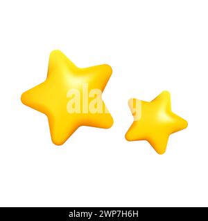 Zwei gelbe 3D-Sternsymbole Vektor-Illustrationsdesign. Symbole für Mobilgeräte, Web, Rang oder Gewinn. Stock Vektor